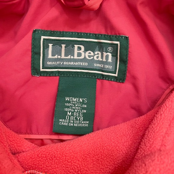 VTG LL Bean Womens Coral 2 jackets w/ Insulated Fleece Liner Jacket Hood Medium - Picture 12 of 13